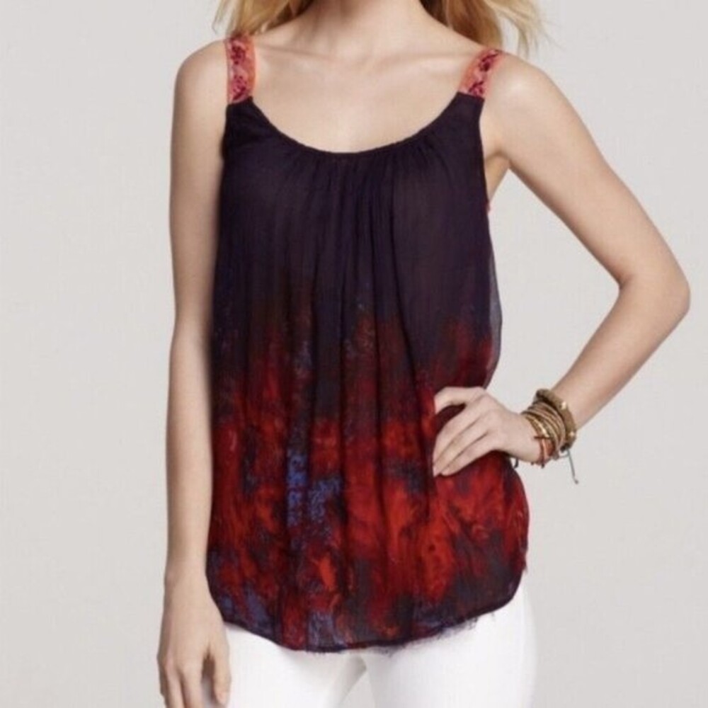 Free People Firecracker Tunic Tank Top Orange Combo NWT Size XS Boho Bohemian